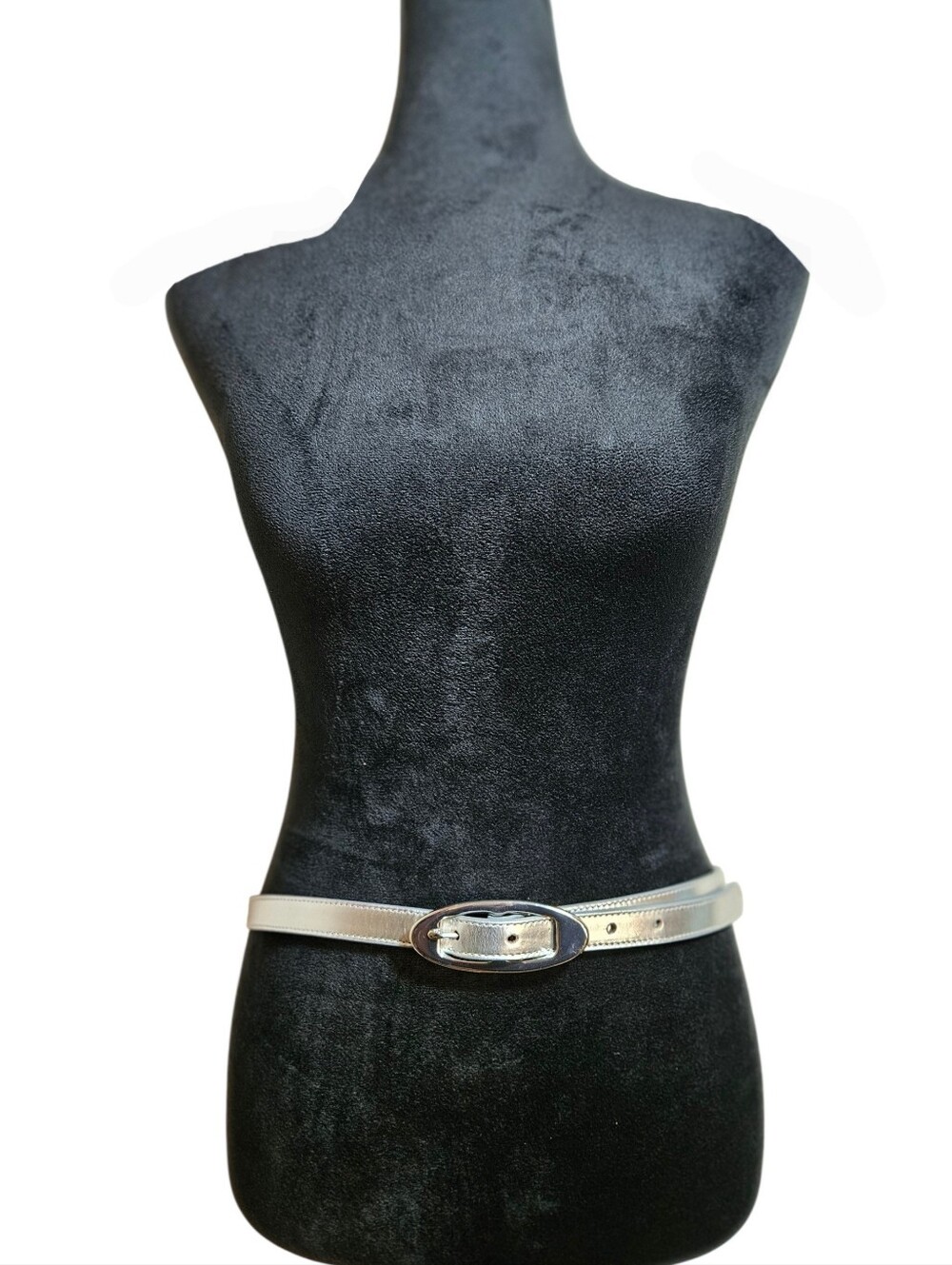 Banana Republic Women's Y2K Silver Metallic Italian Leather Belt Size M